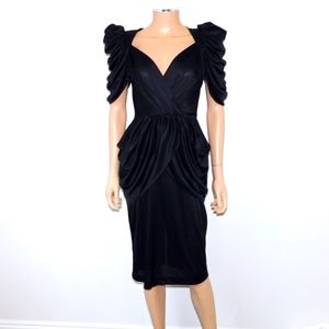 VTG 70s/80s CLIMAX Stretch Ruched Draped Peplum Dress
